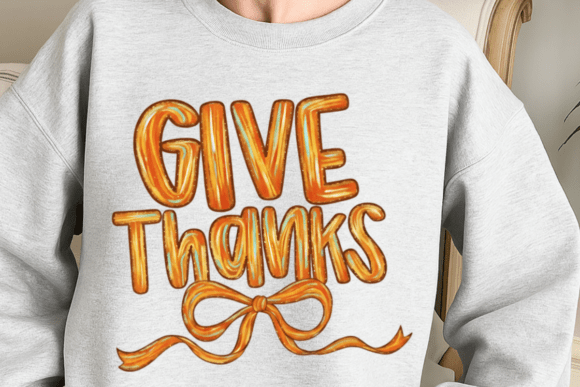DTF transfer Give Thanks Coquette Bow