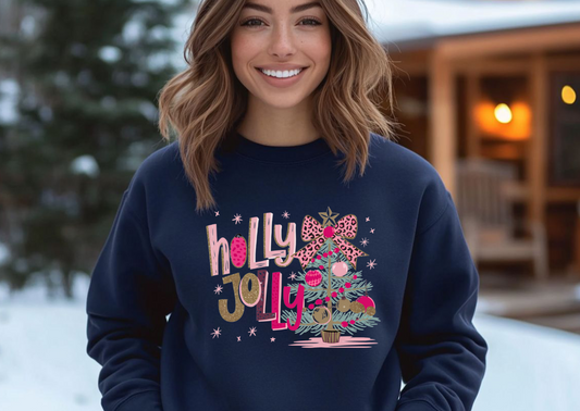 Holly Jolly Faux Glitter Christmas Tree