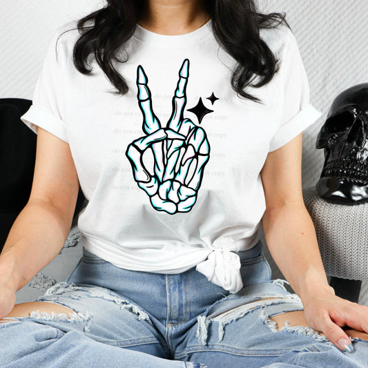 Skeleton Hand Peace Sign