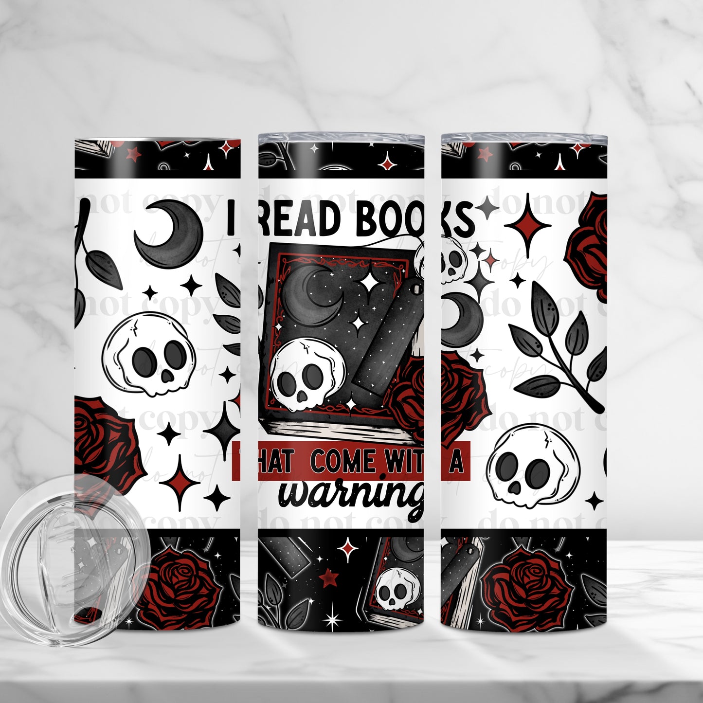 I read Books with warning labels 20 oz tumbler