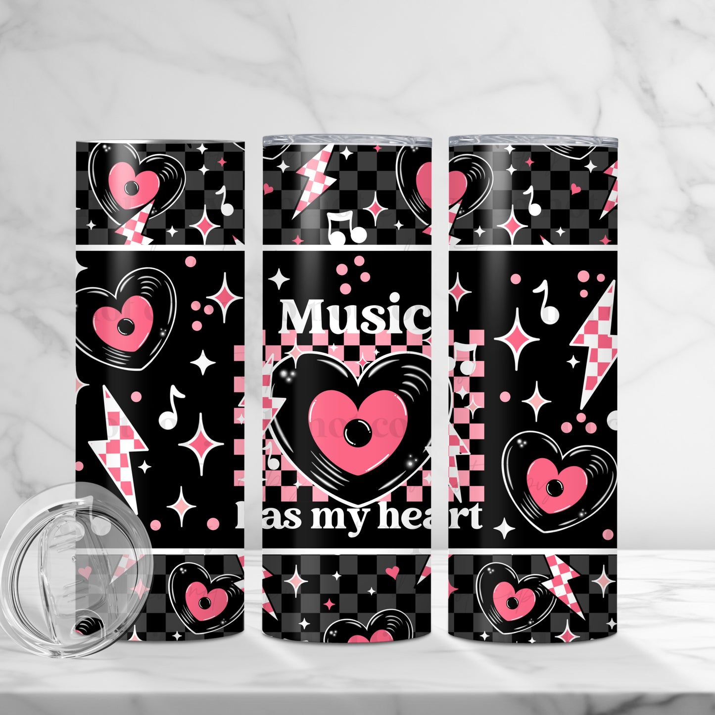Music has my heart 20 oz tumbler
