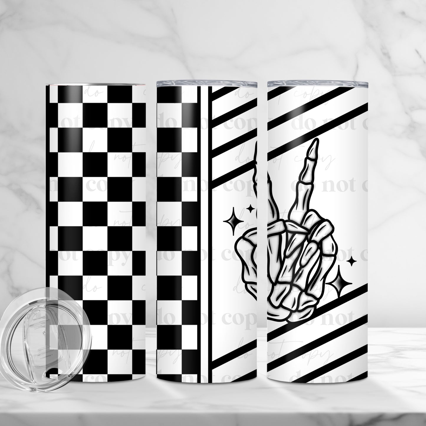 Checkered Skeleton Hand 20 oz tumbler