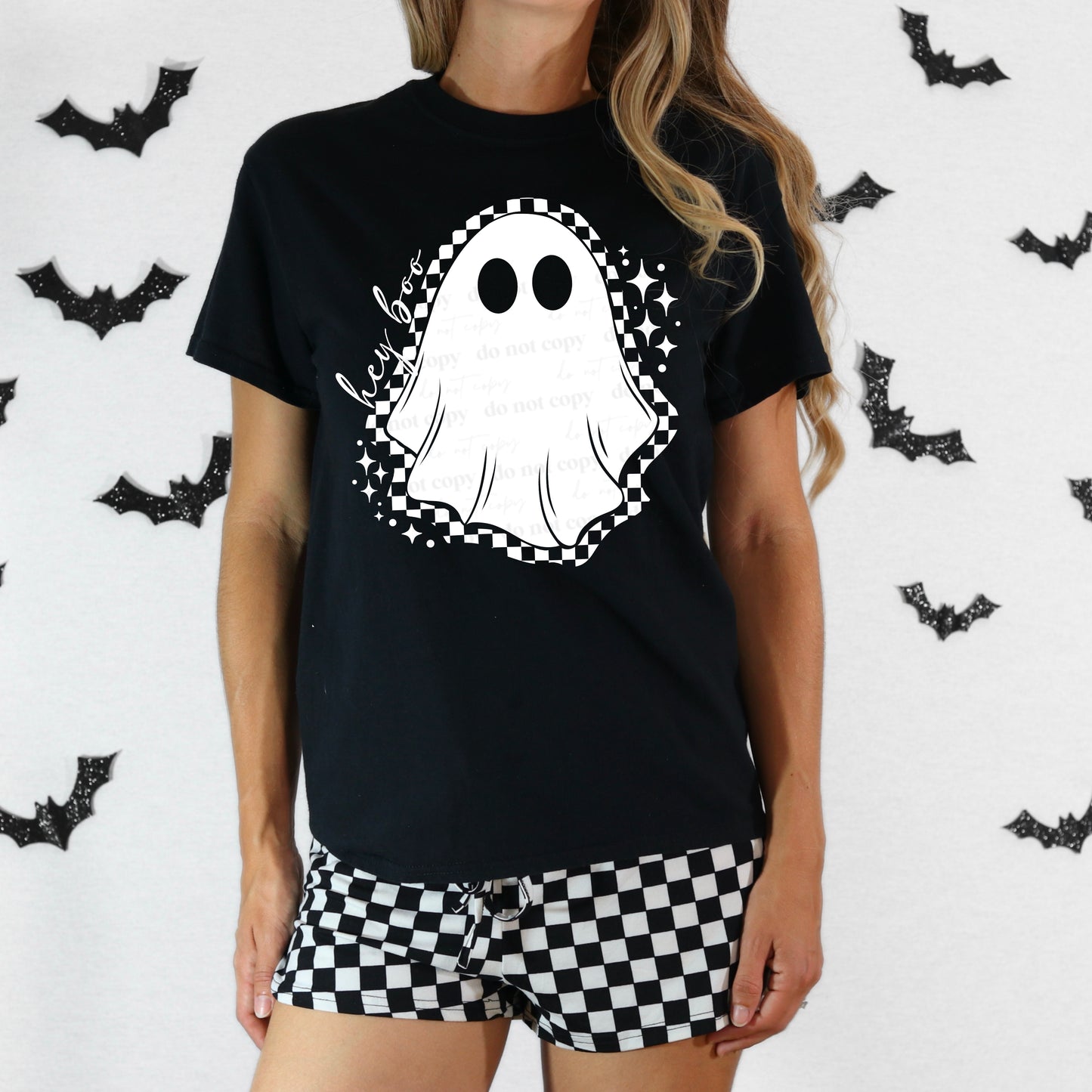 Hey Boo Checkered Ghosts