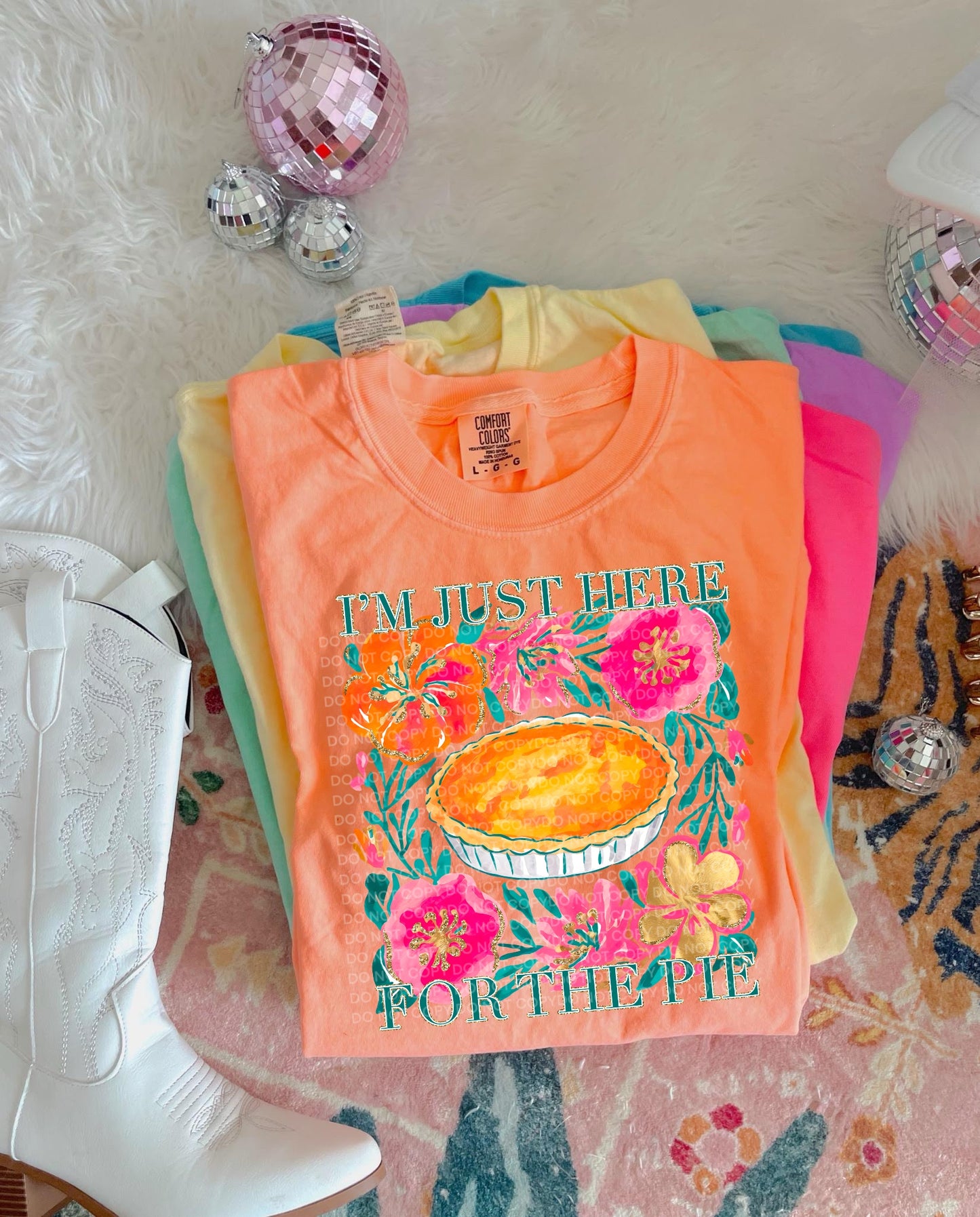 DTF transfer I am Just here for the Pie Thanksgiving Shirt