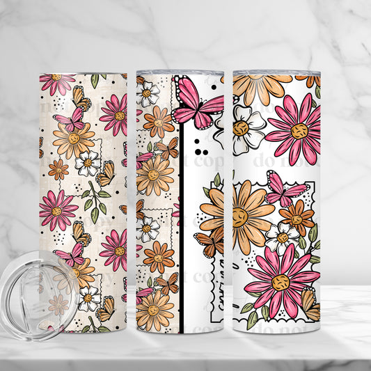 Spring Floral Butterfly Stamp 20 oz tumbler