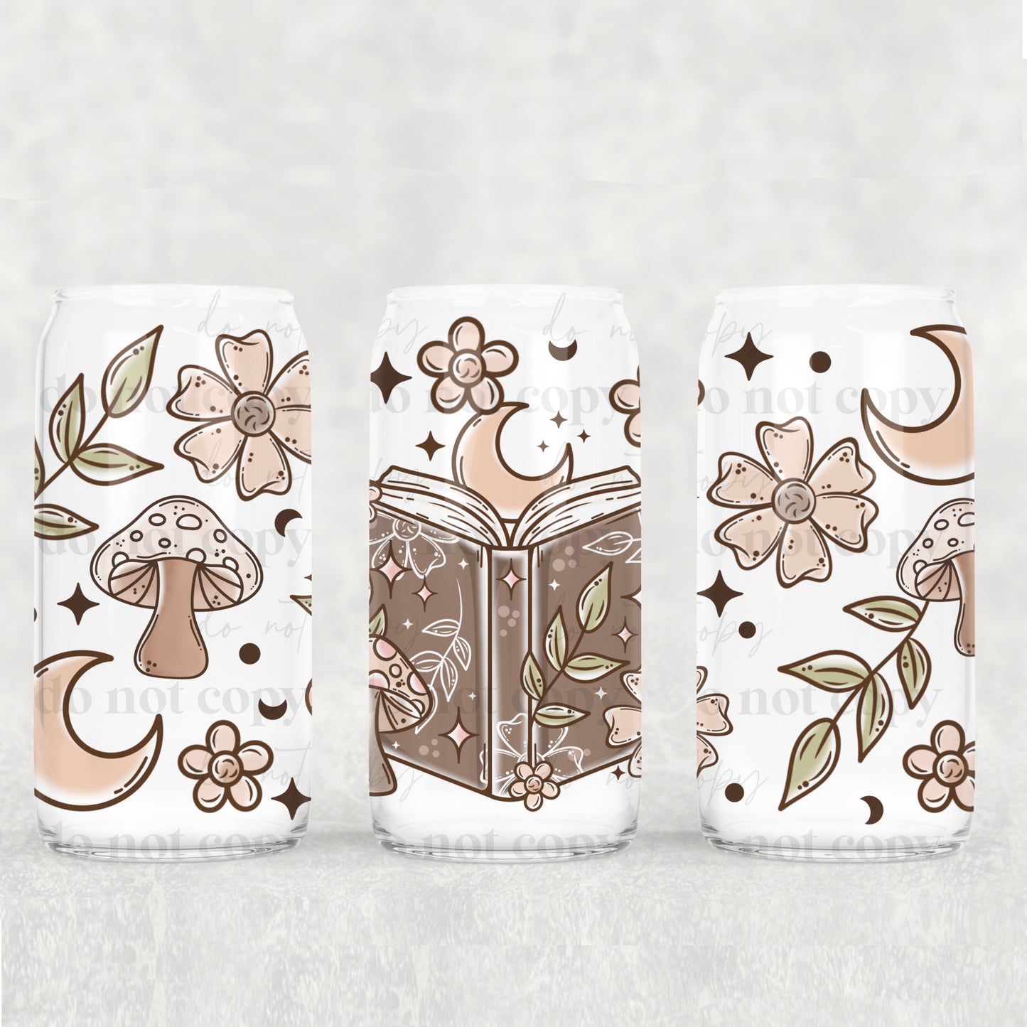Boho Book and floral UV DTF 16 oz Cup Wrap
