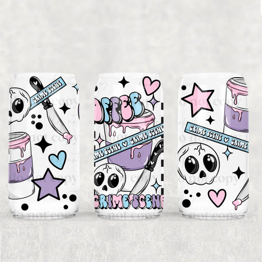 Coffee Crime Scene UV DTF 16 oz Cup Wrap