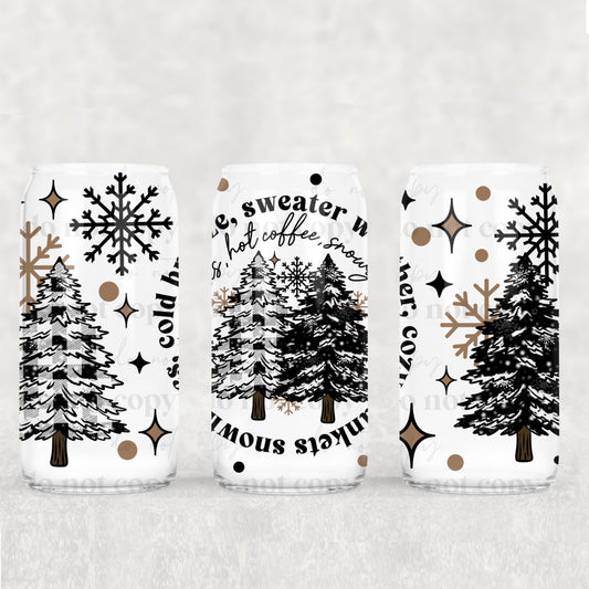 Cozy Sweater Weather 16 oz UV DTF Glass Can Wrap