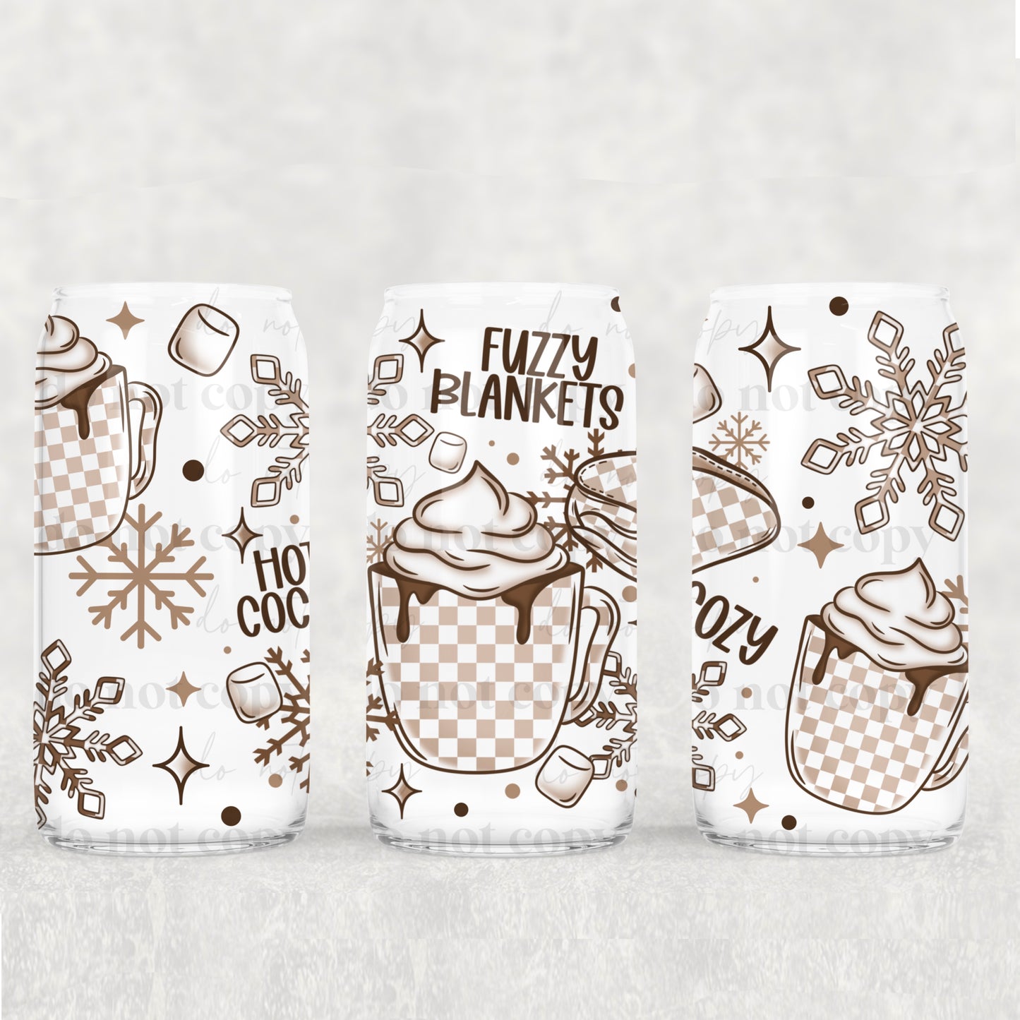 Cozy Snowflakes and Hot Coco UV DTF 16 oz Cup Wrap