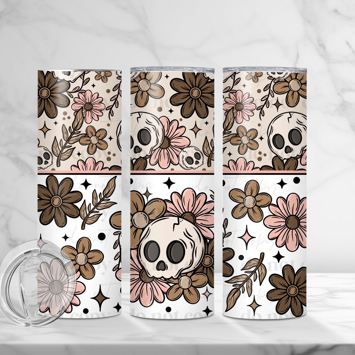 Floral Skull 20 oz tumbler