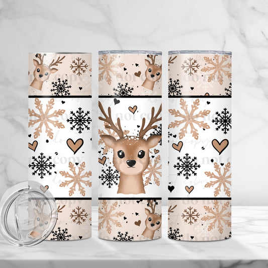 Reindeer and Snowflakes 20 oz tumbler
