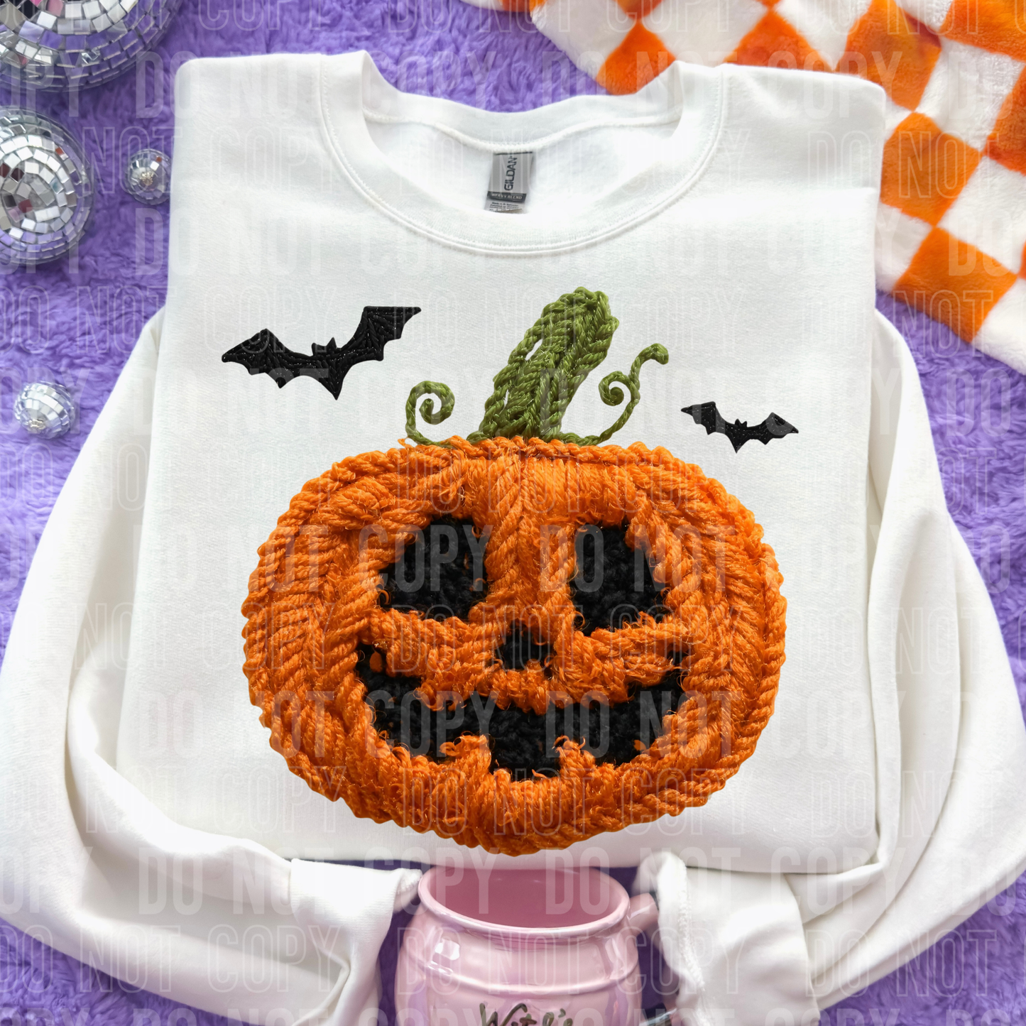 Jack o Lantern Yarn DTF transfer