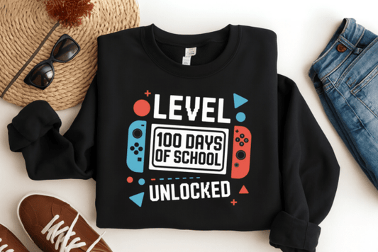 Level 100 Days of School Unlocked Gaming DTF Transfer