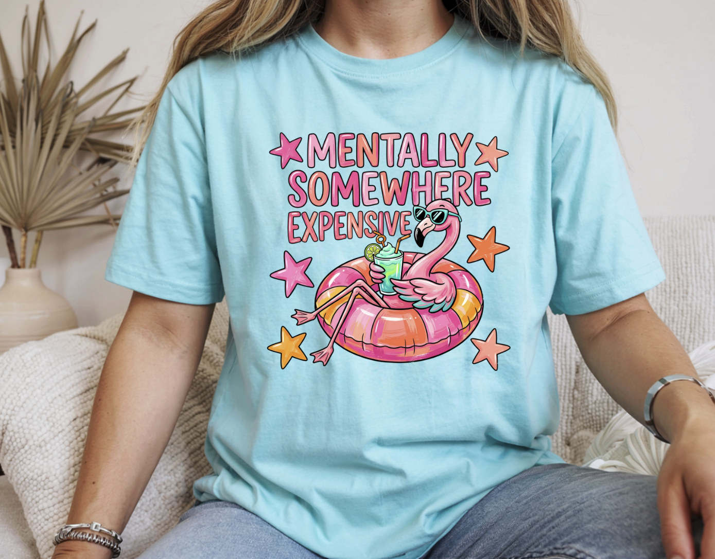 Mentally Somewhere Expensive Flamingo DTF Transfer
