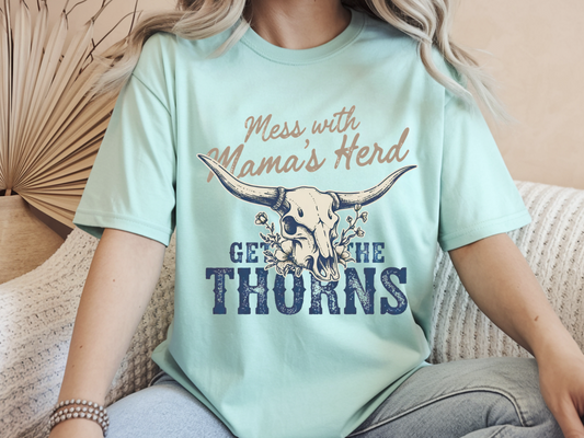Mess with Mama's Herd, get the Thorns DTF Transfer