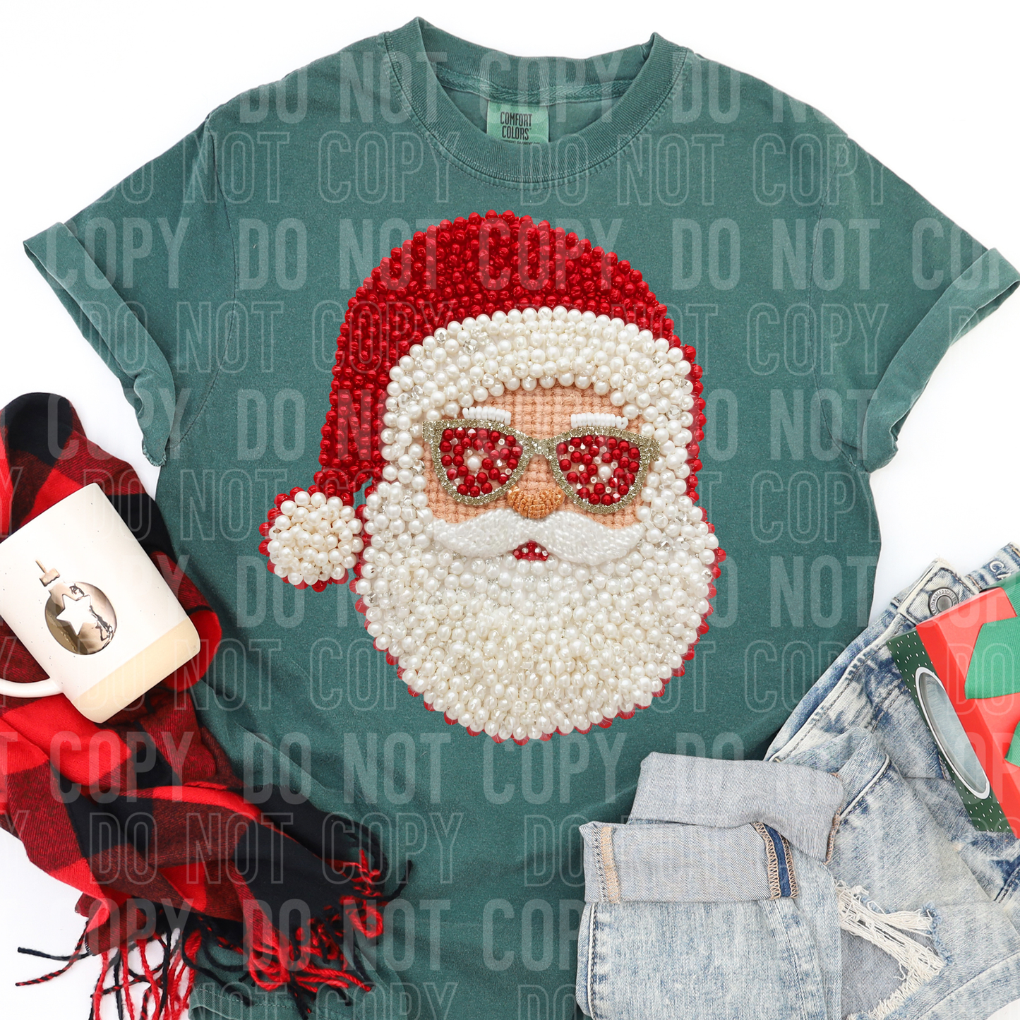 Santa Faux Pearls DTF transfer