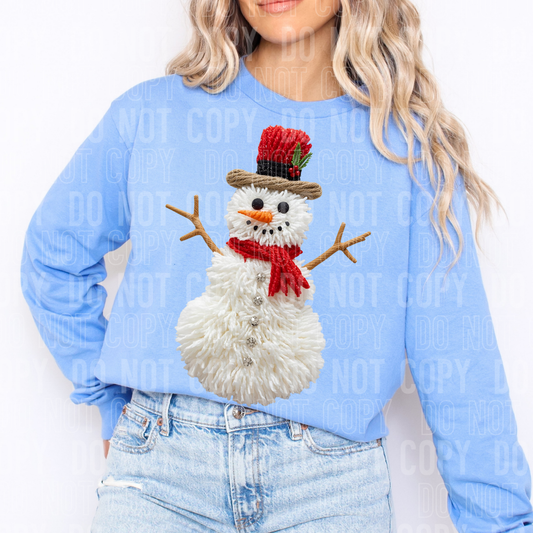 Snow man Faux Yarn DTF transfer