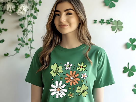 St Patrick's Day Clover and Flowers DTF Transfer