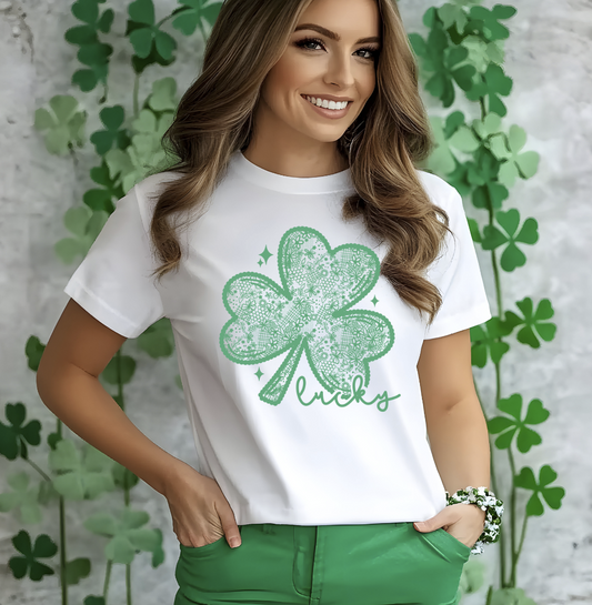 Lace Lucky Clover Shamrock St Patrick's Day DTF Transfer