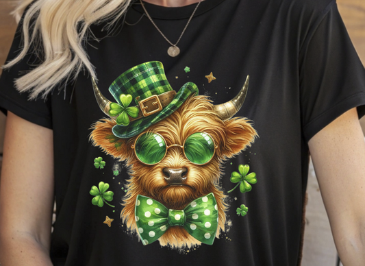 St Patrick's Day Highland Cow DTF Transfer