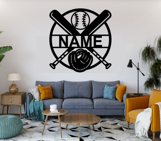 Plasma Cut Metal Sign Baseball