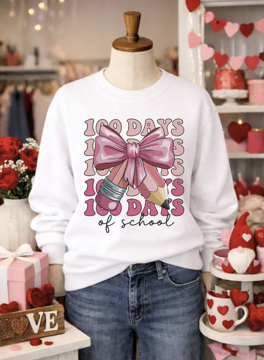 100 Days of School Coquette Pink Bow DTF Transfer