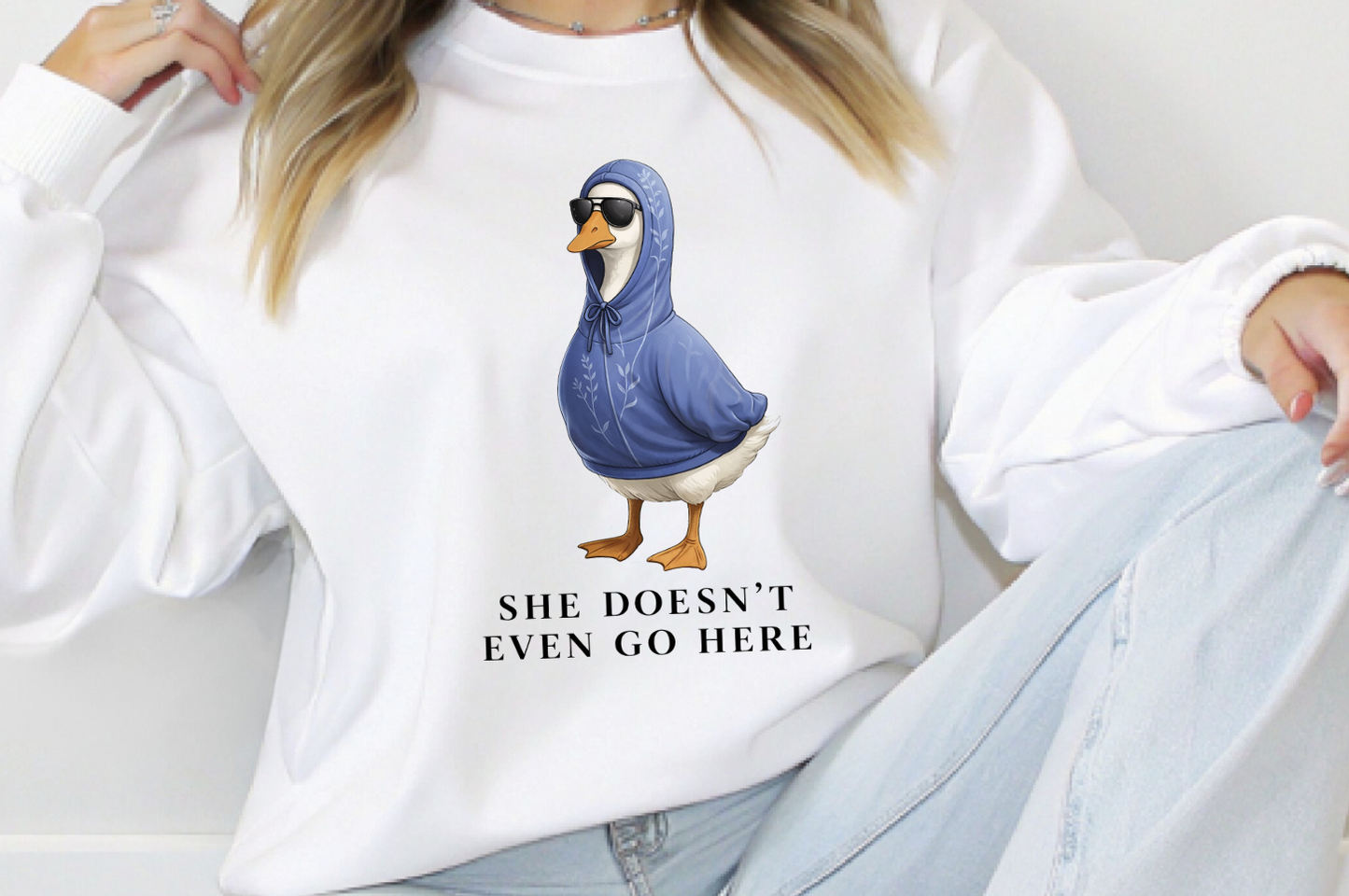 She doesn't even go here goose DTF Transfer