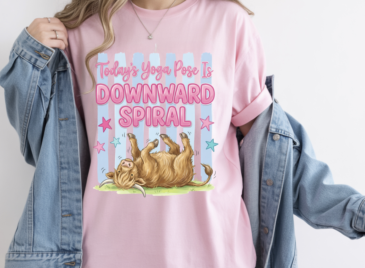 Today's Yoga Pose is downward spiral highland cow DTF Transfer