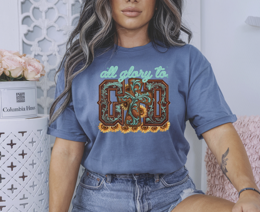 All the Glory to God western DTF Transfer