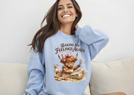 Baking my feelings again highland cow DTF Transfer