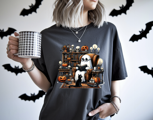 DTF transfer Halloween Ghost Reading