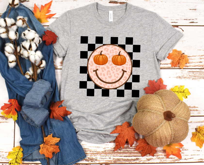 Checkered leopard print pumpkin