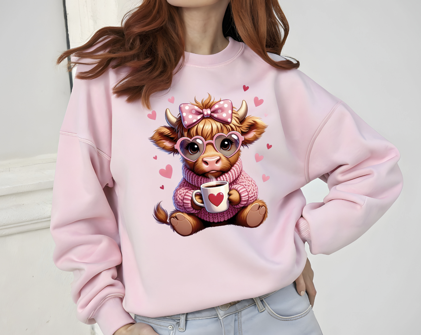 Valentine's Highland Cow DTF Transfer