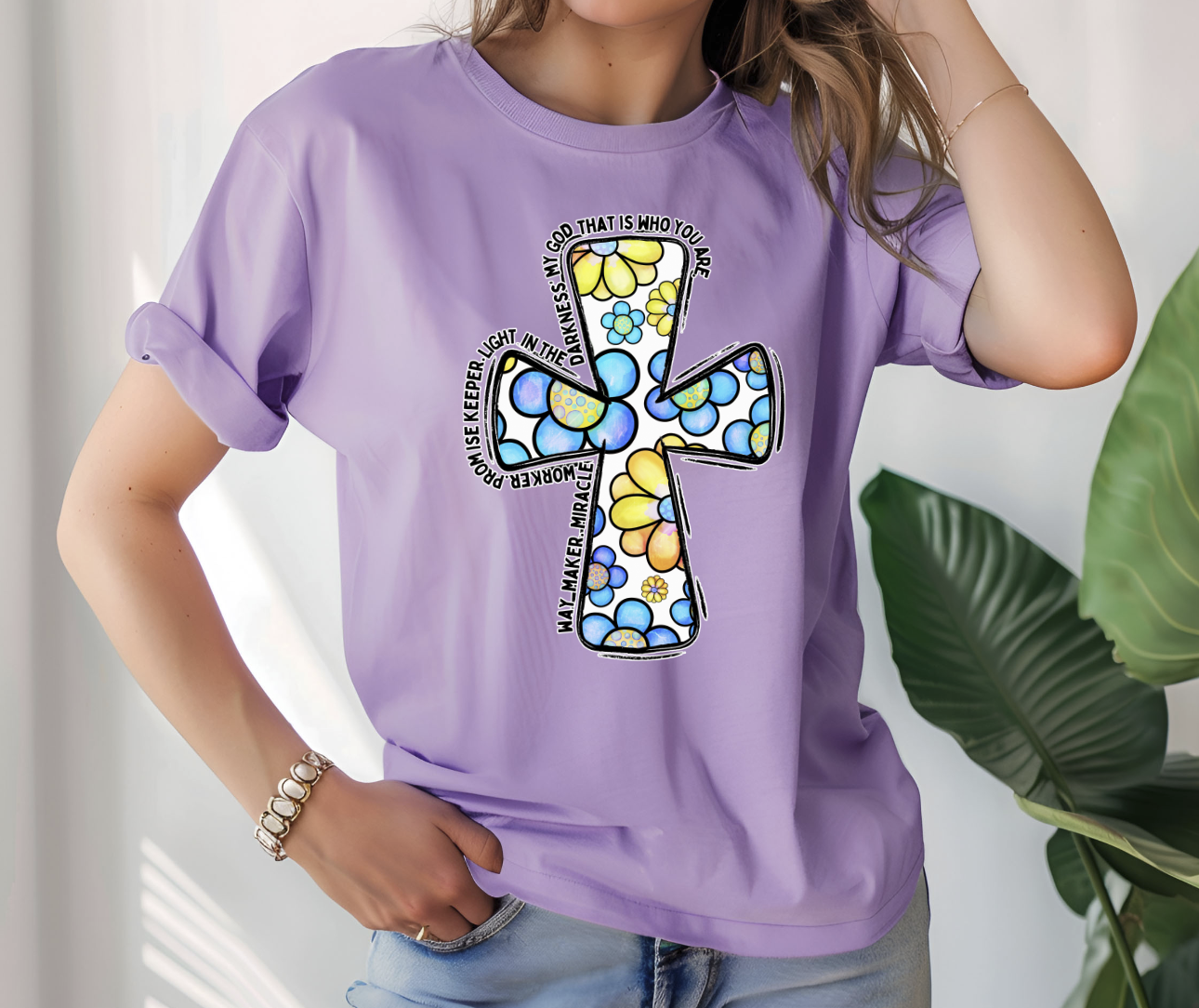 Floral Cross DTF Transfer