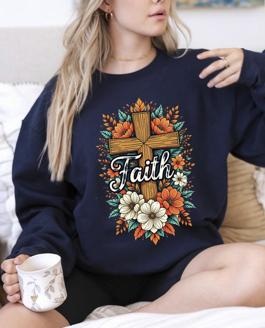 Faith Floral Cross DTF Transfer