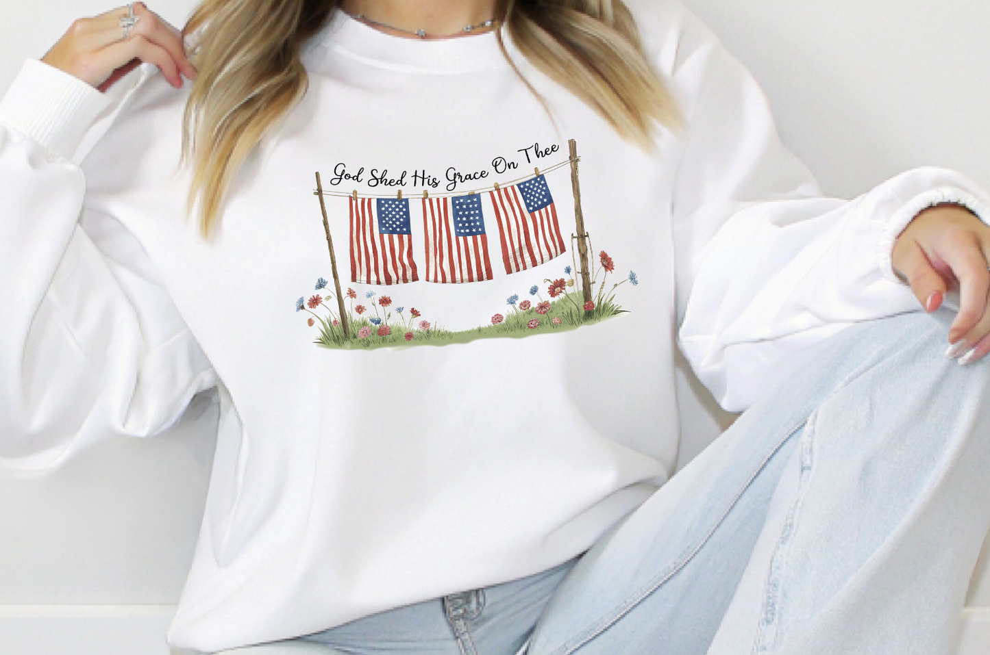 God Shed His Grace on Thee Flags DTF Transfer
