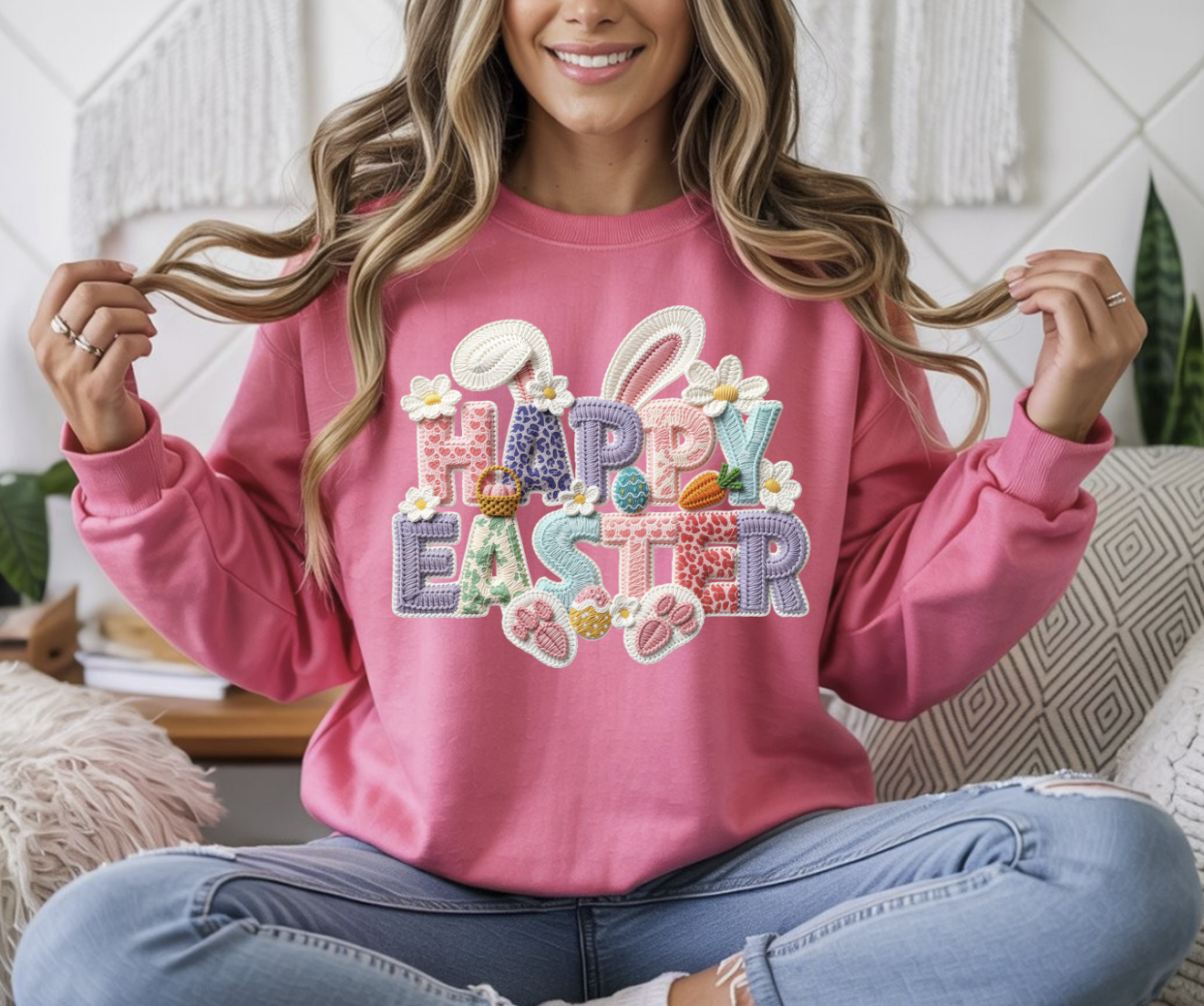 Happy Easter Knit DTF Transfer