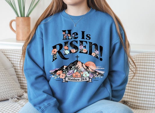 He is Risen Floral Mountain DTF Transfer