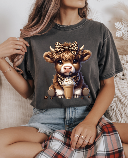 Highland Cow Coffee DTF Transfer