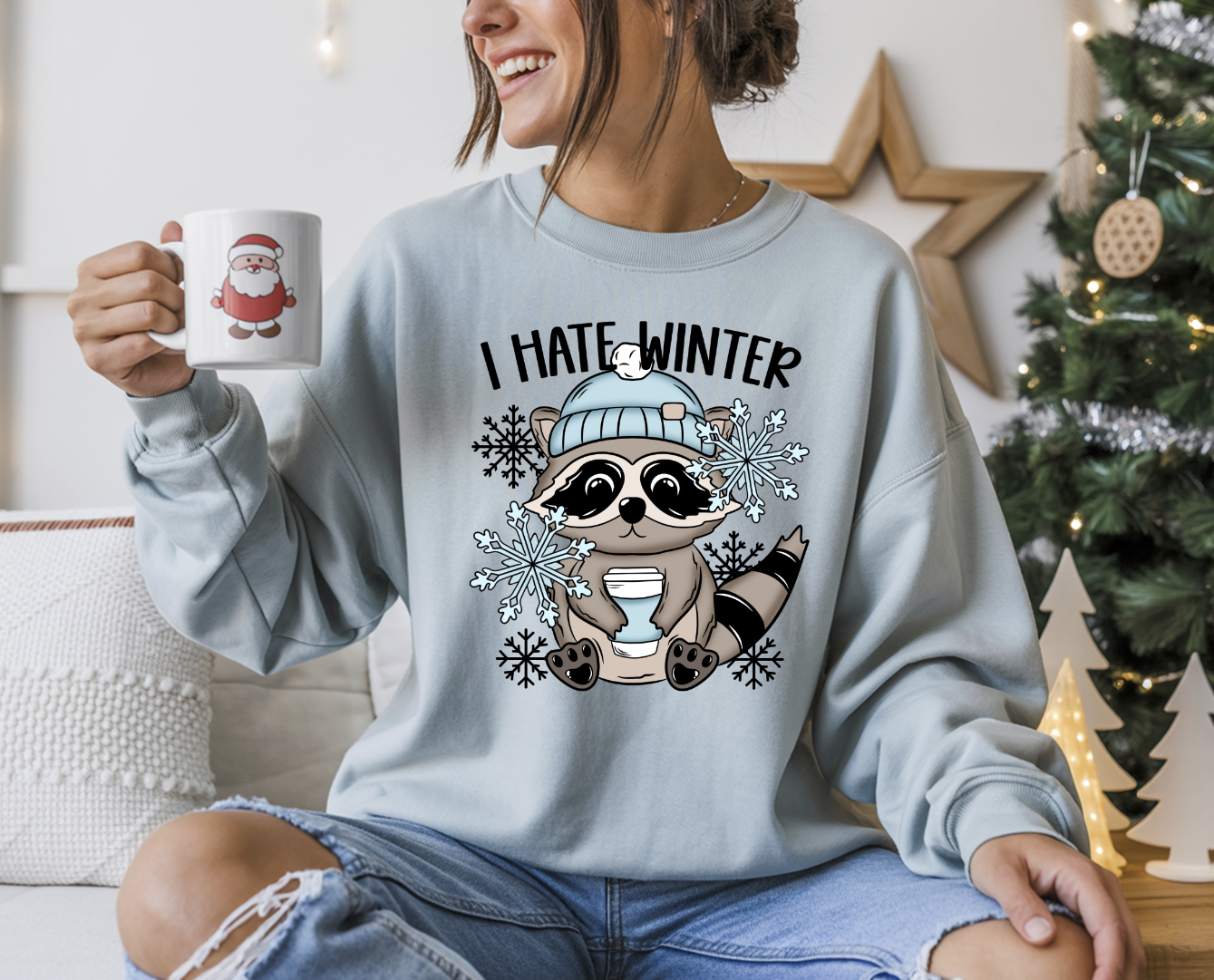 DTF transfer I hate winter Racoon