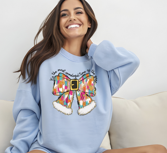 It's the most wonderful time of the year Coquette Christmas Bow DTF transfer