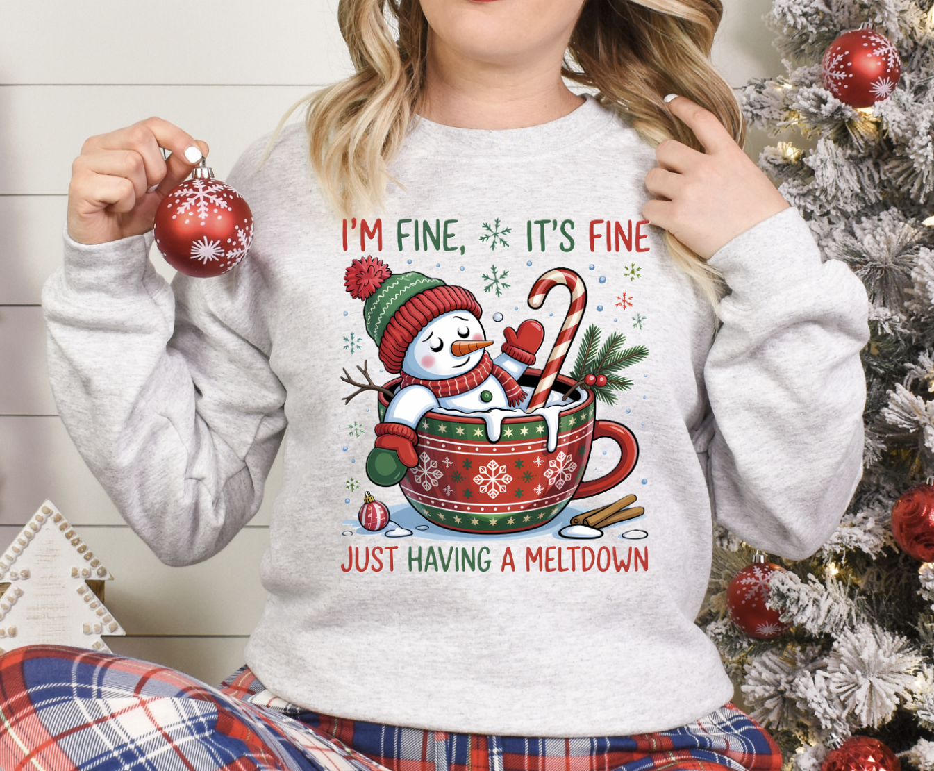 DTF transfer I'm fine, it's fine Just having a meltdown snowman