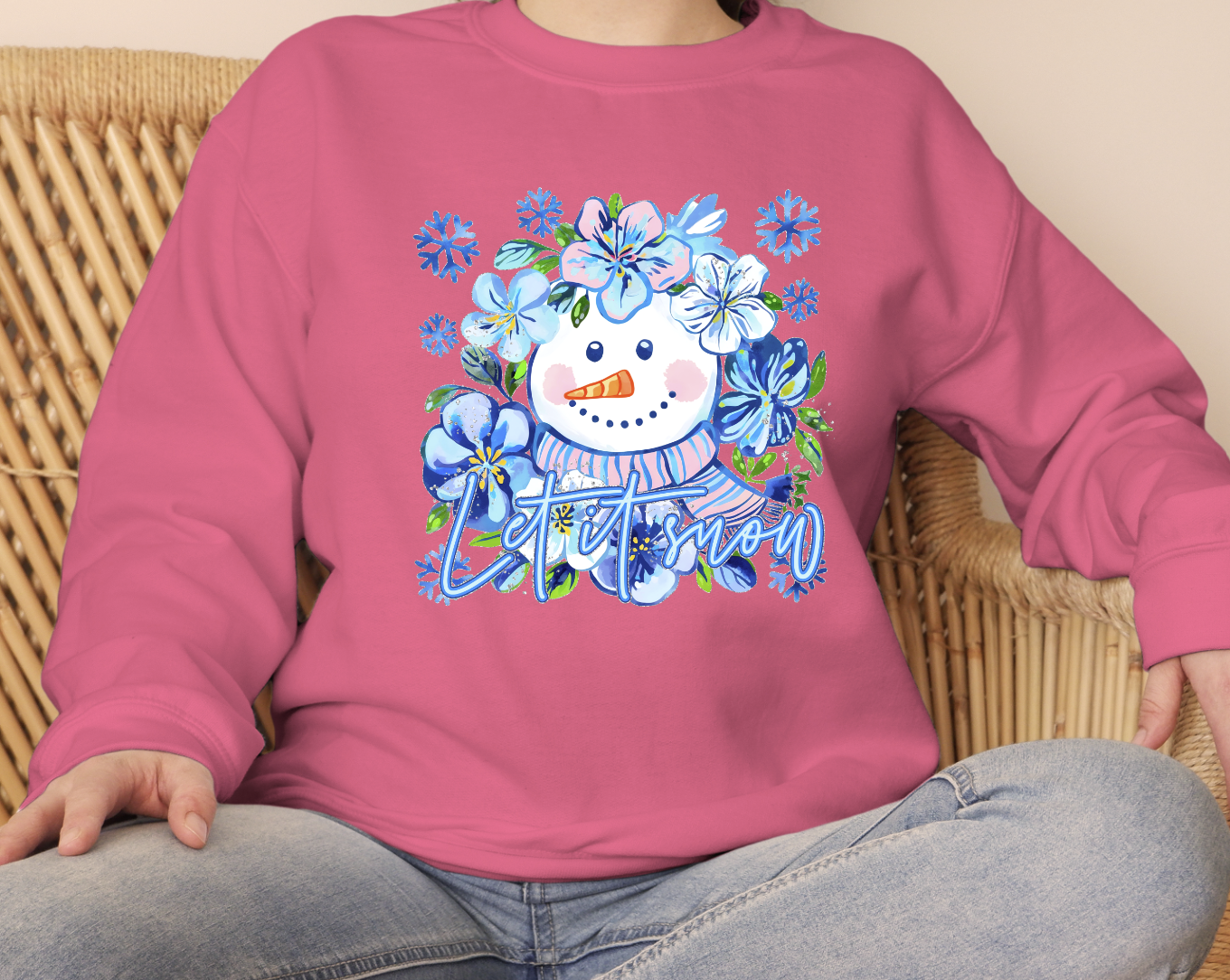 Let it Snow floral snowman DTF Transfer