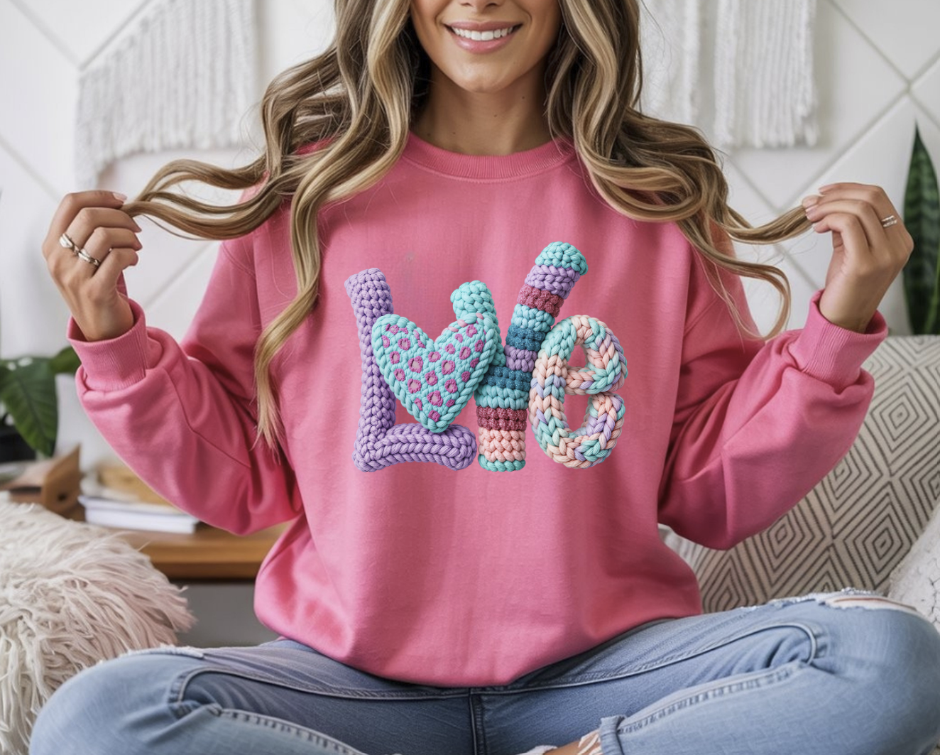 Knit Love Valentine DTF Transfer – Ready to Press