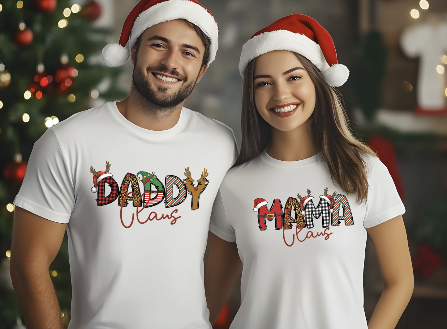 Mama Daddy Sister Brother Claus Family Christmas DTF Transfers