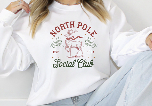 North Pole Social Club Reindeer Christmas DTF Transfer