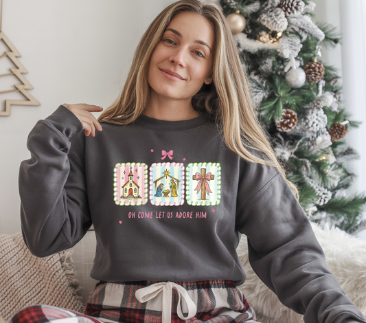 Oh come let us adore him Christmas DTF transfer