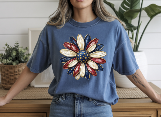 Patriotic Daisy DTF Transfer