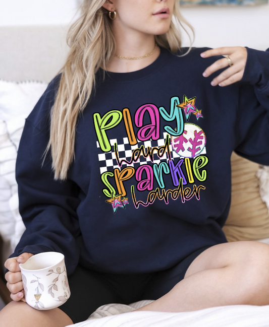 Play Hard, Sparkle Harder Baseball DTF Transfer