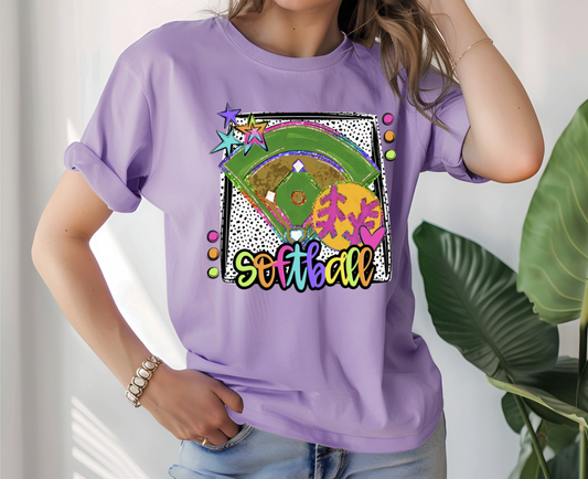 Preppy Softball Colorful DTF Transfer